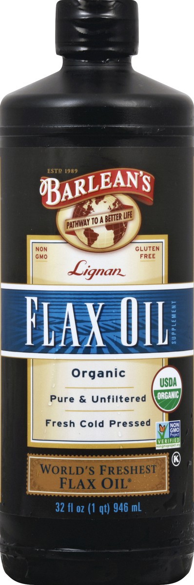 slide 2 of 2, Barlean's Flax Oil With Lignan, 32 oz