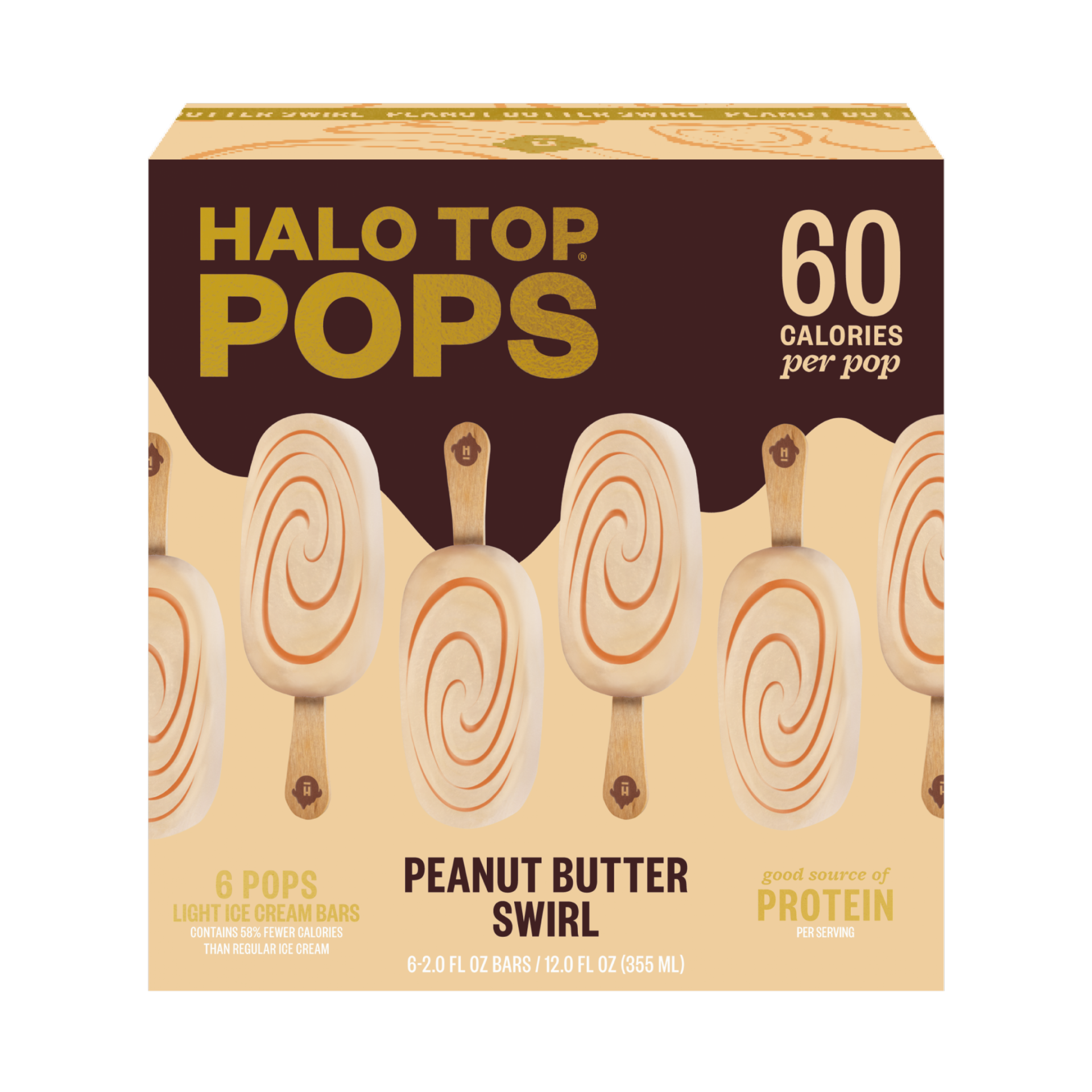 slide 2 of 7, Halo Top Creamery Pops Peanut Butter Swirl Ice Cream Pops, 6 ct; 2 fl oz