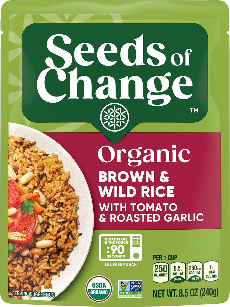 slide 6 of 7, Seeds of Change SoC RTH SOC BRN WILD W-TOMATO GARLIC 8.5OZ NET WT. 8.5 OZ (240g) EN, 8.5 oz