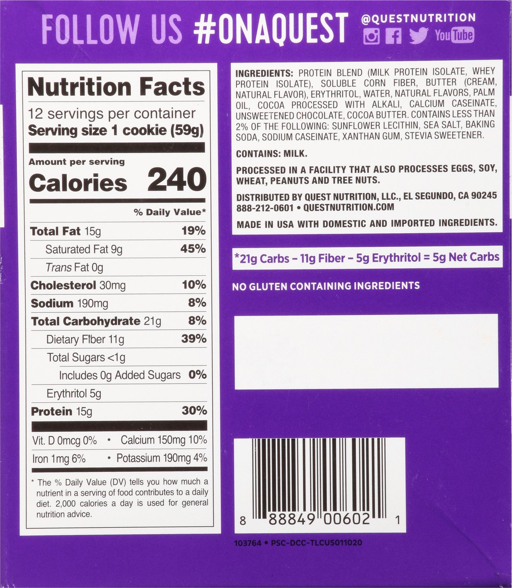 slide 6 of 10, Quest Protein Cookie, 12 ct