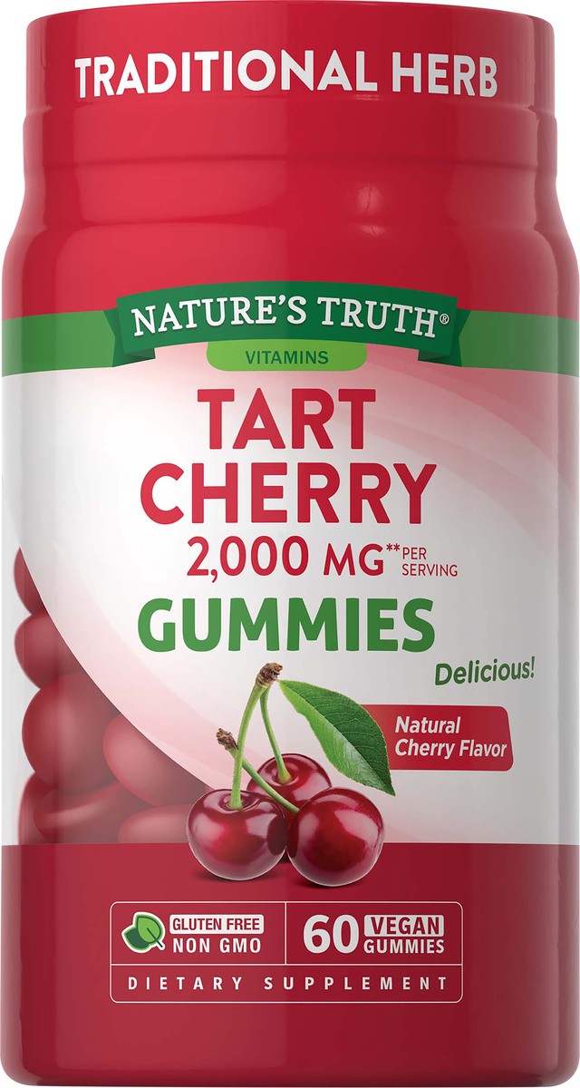 slide 6 of 6, Nature's Truth 2,000 mg Natural Cherry Flavor Tart Cherry 60 Vegan Gummies, 60 ct