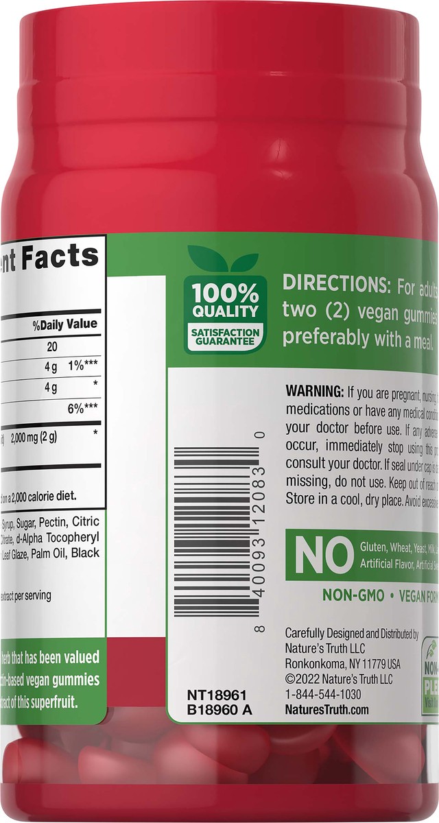 slide 3 of 6, Nature's Truth 2,000 mg Natural Cherry Flavor Tart Cherry 60 Vegan Gummies, 60 ct