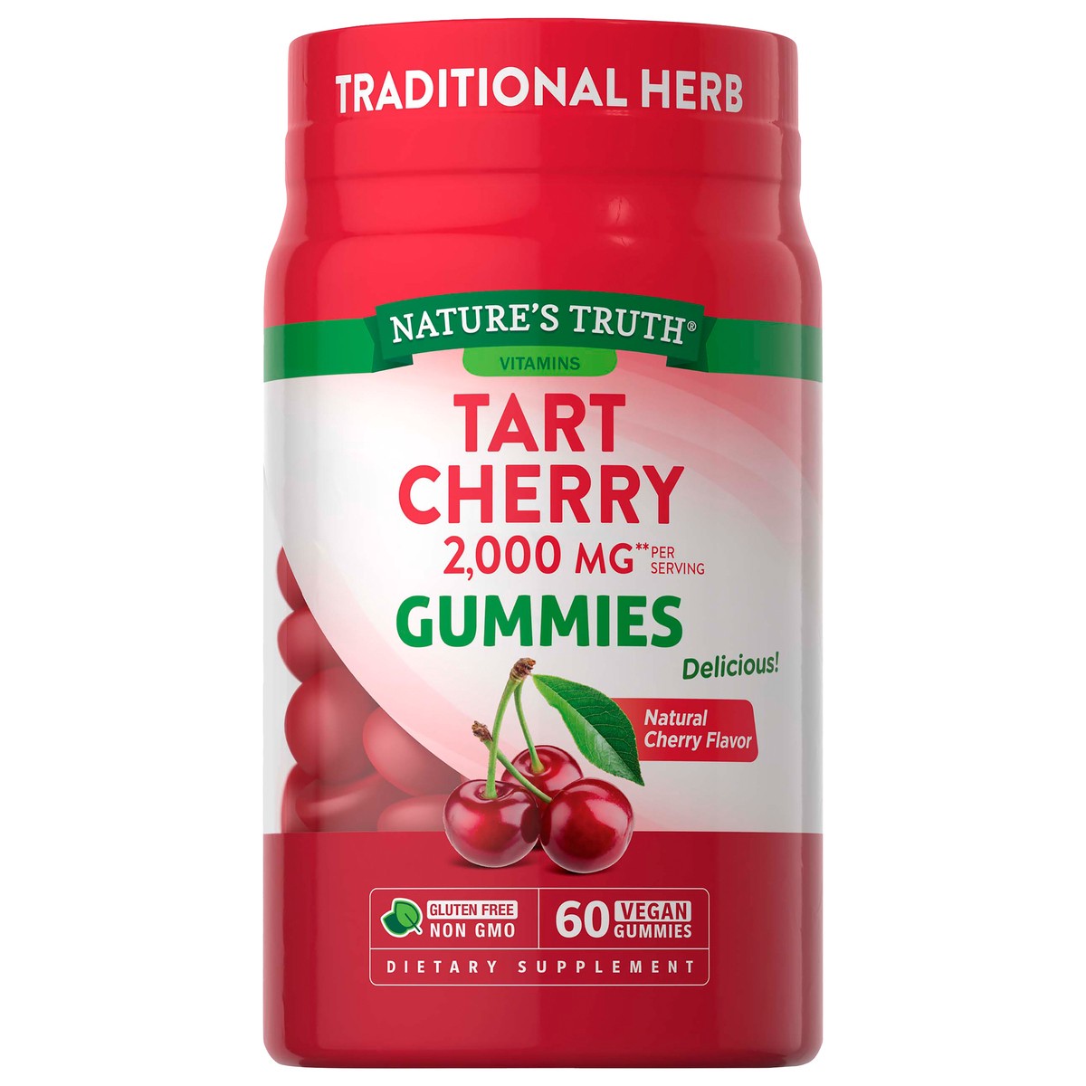 slide 2 of 6, Nature's Truth 2,000 mg Natural Cherry Flavor Tart Cherry 60 Vegan Gummies, 60 ct