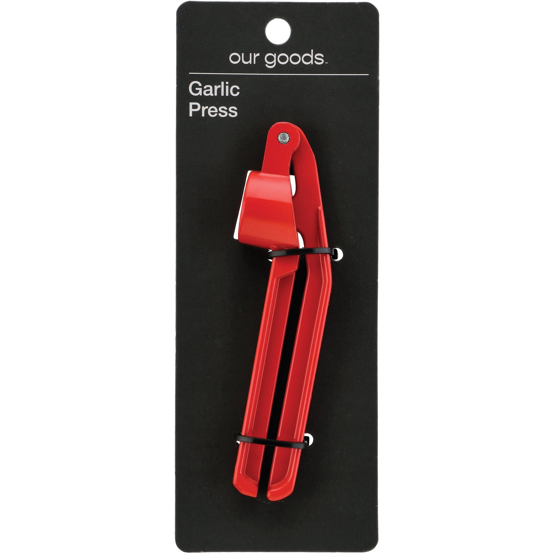 slide 1 of 1, our goods Garlic Press - Red, 1 ct