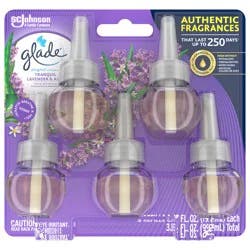Glade PlugIns Scented Oil 5 Refills, Air Freshener, Tranquil Lavender & Aloe, Essential Oil Infused Wall Plug In, 3.35 FL OZ, Pack of 5