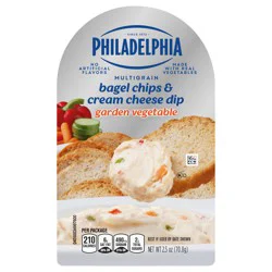 Philadelphia Multigrain Bagel Chips & Cream Cheese Dip, 1 Tray, for On-the-Go Snacking, Strawberry, No Artificial Flavors, Made with Real Fruit, 2.5 oz