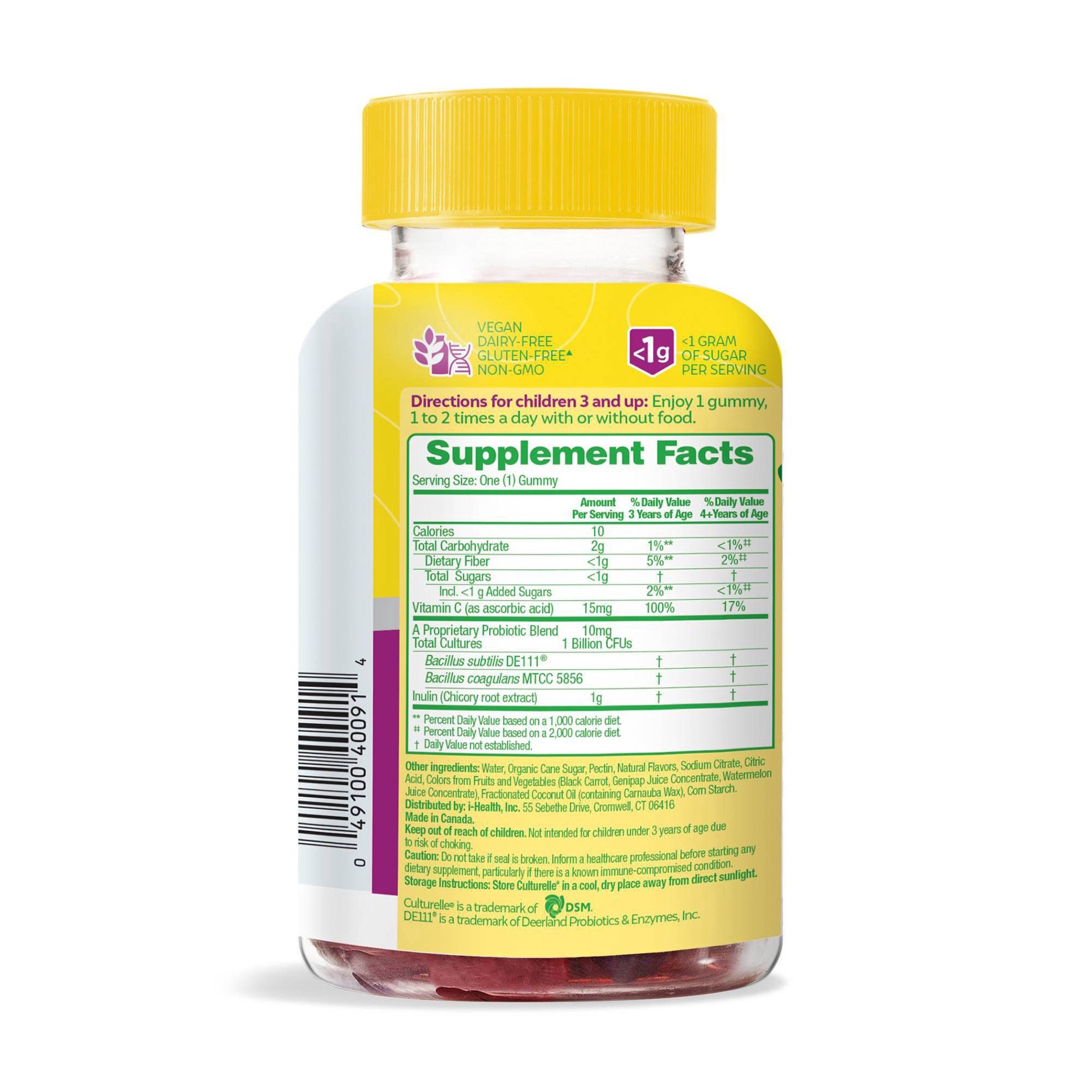 slide 2 of 6, Culturelle Kids Probiotic + Gluten Free Veggie Fiber Gummies - Berry - 30ct, 30 ct