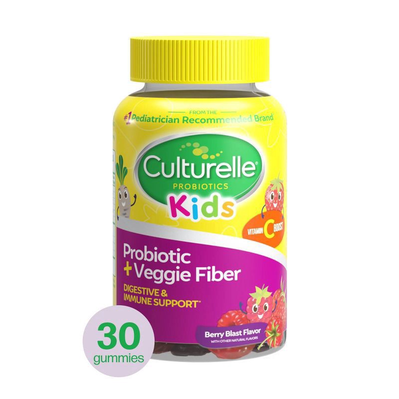 slide 1 of 6, Culturelle Kids Probiotic + Gluten Free Veggie Fiber Gummies - Berry - 30ct, 30 ct