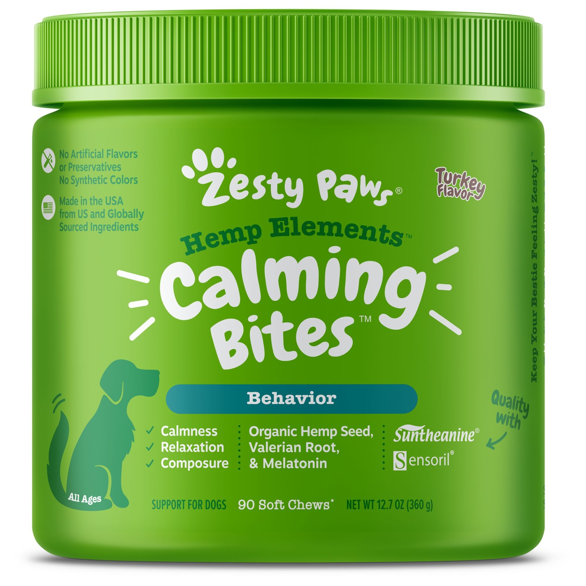 slide 1 of 1, Zesty Paws Hemp Elements Calming Bites, 90 ct
