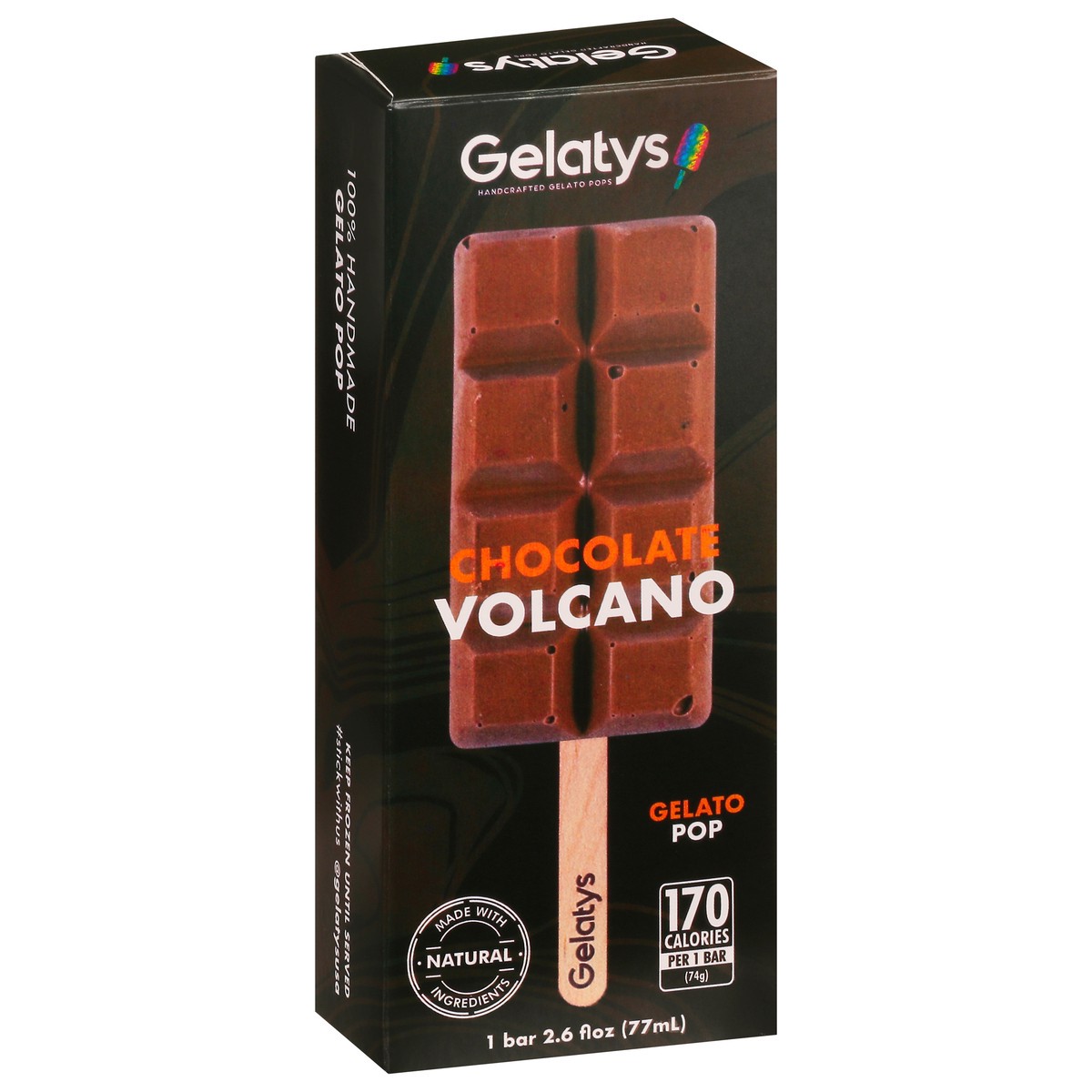 slide 2 of 9, Gelatys Handcrafted Gelato Pop - Chocolate Volcano, 3.29 fl oz