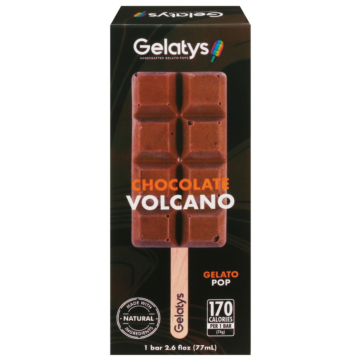 slide 1 of 9, Gelatys Handcrafted Gelato Pop - Chocolate Volcano, 3.29 fl oz