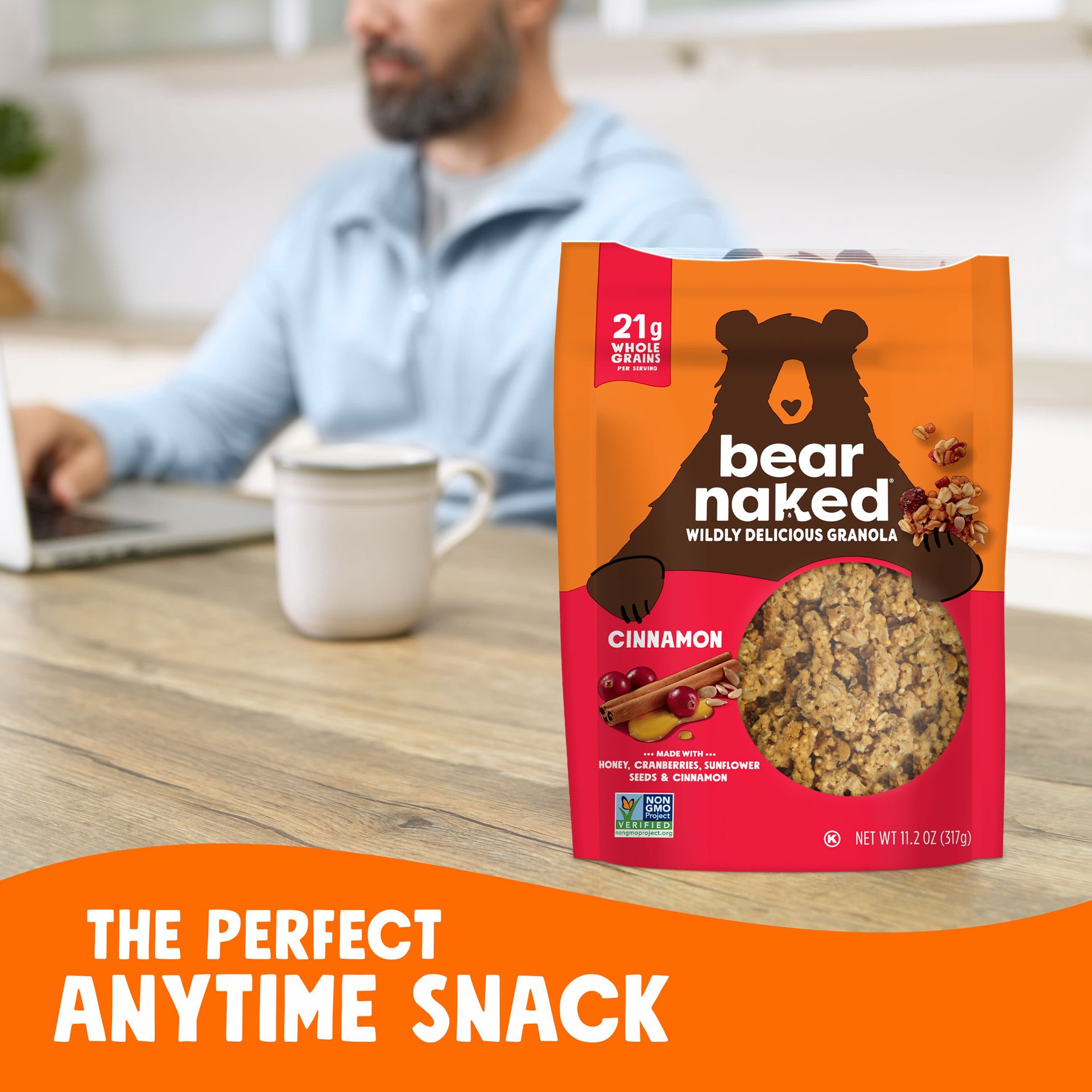 slide 2 of 5, Bear Naked Granola Cereal, Whole Grain Granola, Breakfast Snacks, Cinnamon, 11.2oz Bag, 1 Bag, 11.2 oz