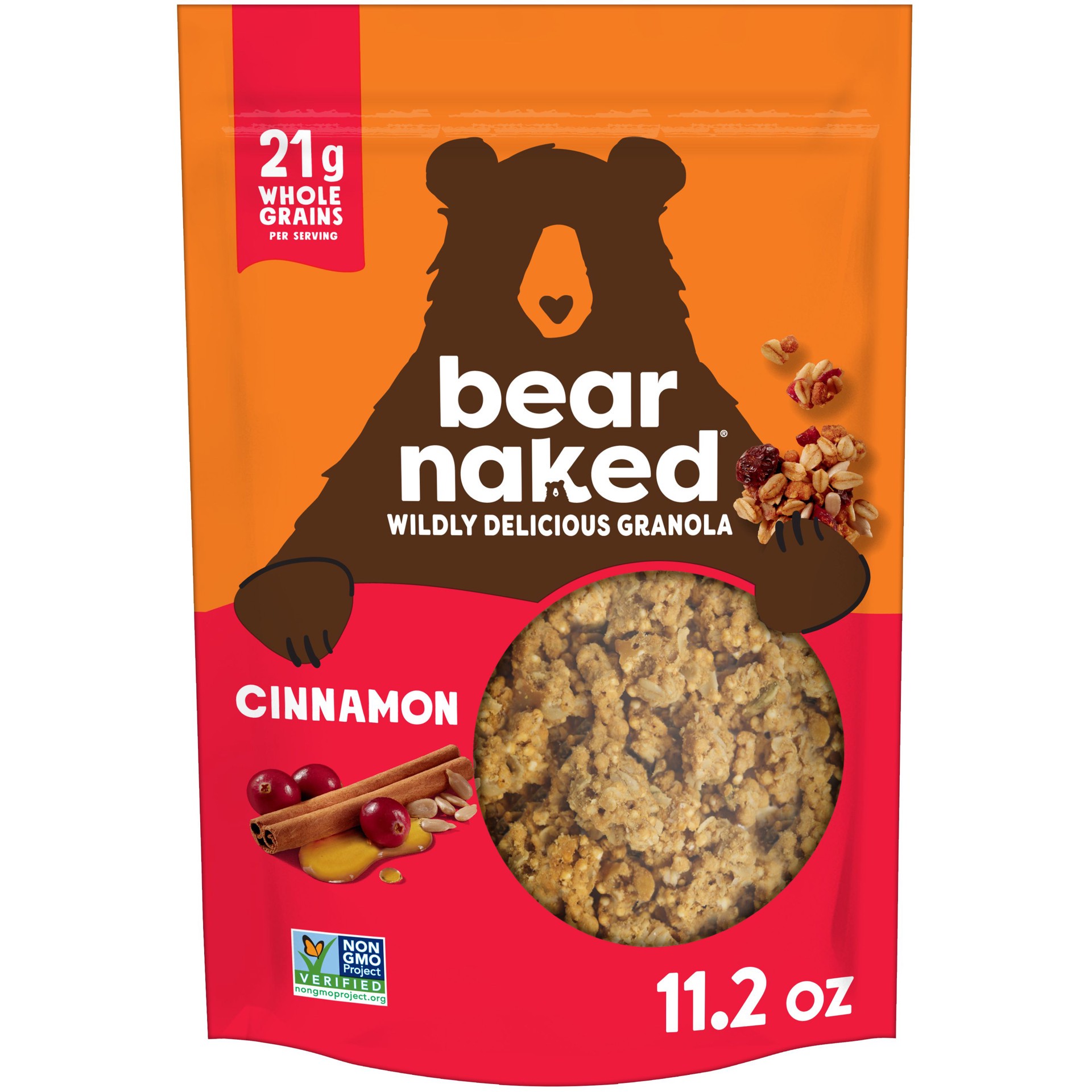 slide 1 of 5, Bear Naked Granola Cereal, Whole Grain Granola, Breakfast Snacks, Cinnamon, 11.2oz Bag (1 Bag), 11.2 oz