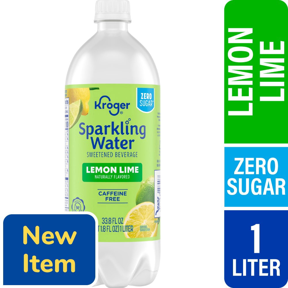 slide 1 of 1, Kroger® Zero Sugar Lemon Lime Sparkling Water, 1 liter