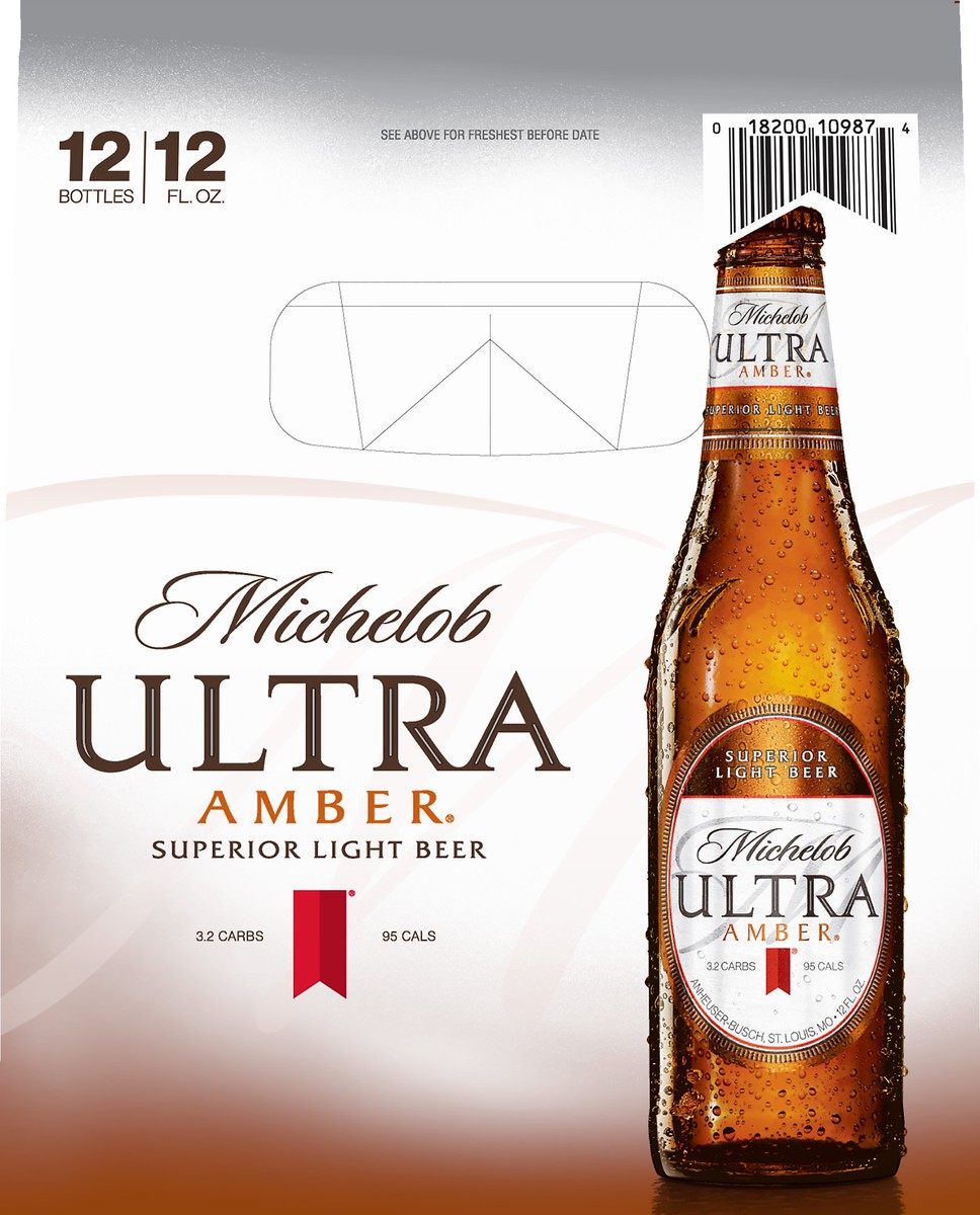 slide 3 of 8, Michelob Ultra Amber Superior Light Beer 12 ea, 12 ct; 12 fl oz