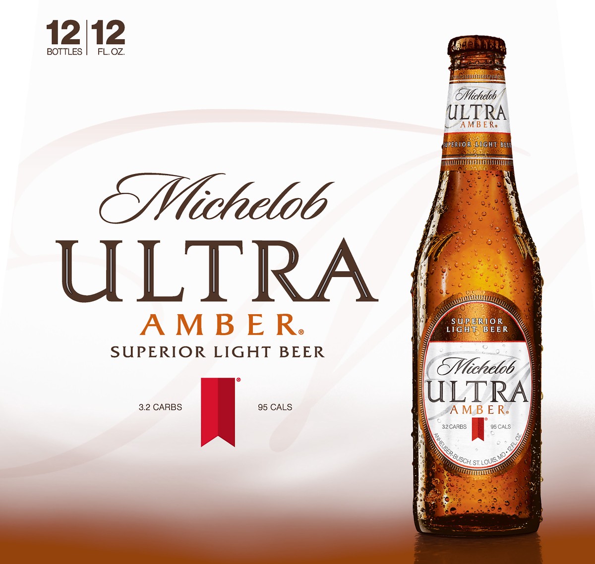 slide 1 of 8, Michelob Ultra Amber Superior Light Beer 12 ea, 12 ct; 12 fl oz