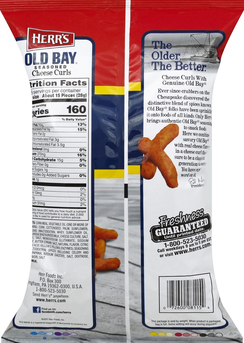 slide 3 of 6, Herr's Old Bay Seasoned Cheese Curls - 7.5 oz, 7.5 oz