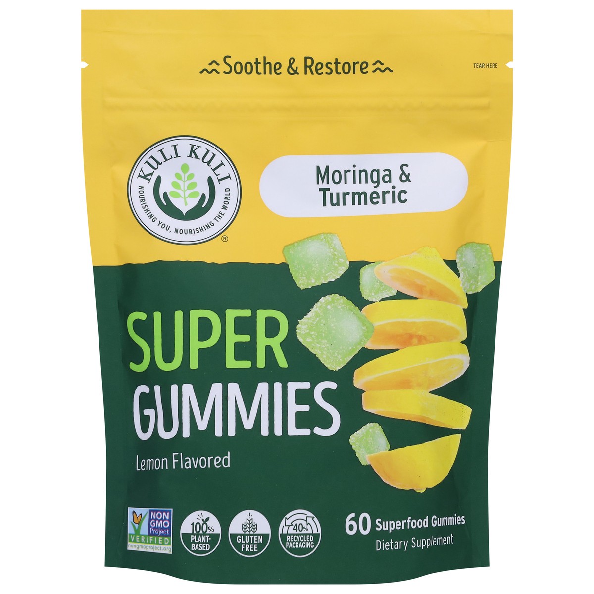 slide 1 of 9, Kuli Kuli Moringa & Turmeric Lemon Flavored Super Gummies 60 Gummies, 60 ct