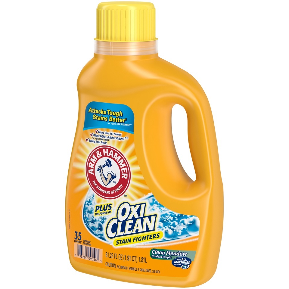 slide 3 of 4, ARM & HAMMER Clean Meadow Scent Oxi Clean Liquid Laundry Detergent, 68.25 fl oz