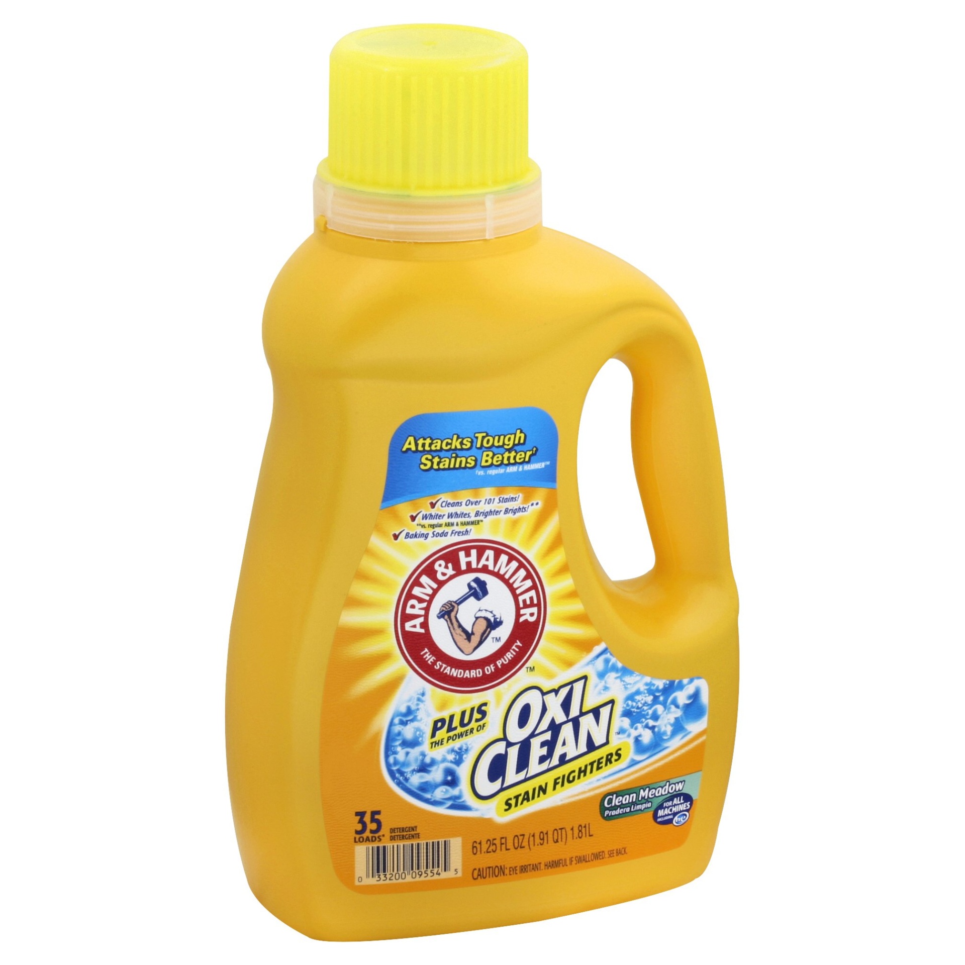 slide 1 of 4, ARM & HAMMER Clean Meadow Scent Oxi Clean Liquid Laundry Detergent, 68.25 fl oz