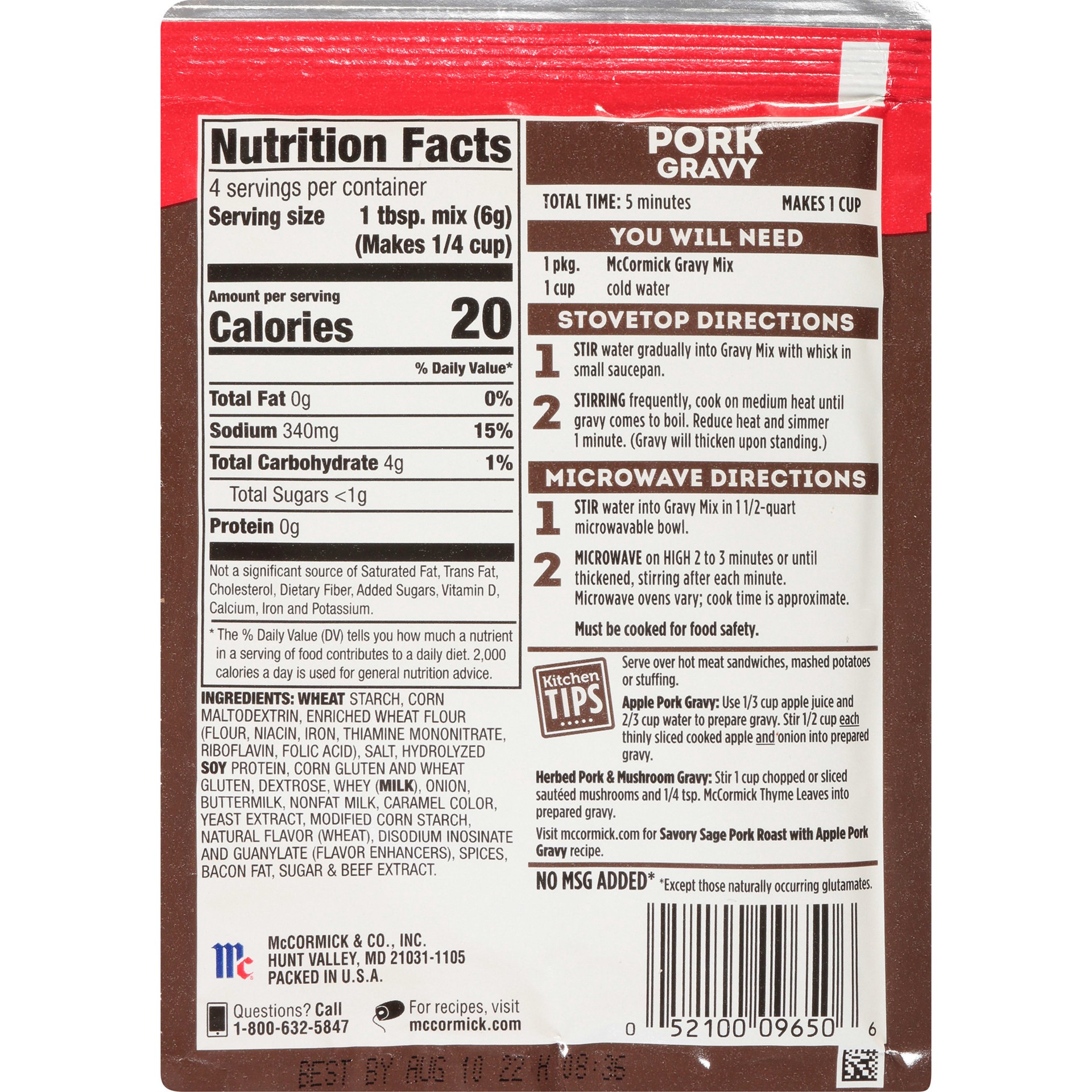 slide 5 of 5, McCormick Pork Gravy Seasoning Mix, 0.87 oz