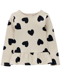 Carter's Kid Heart Peplum Jersey Tee Khaki M