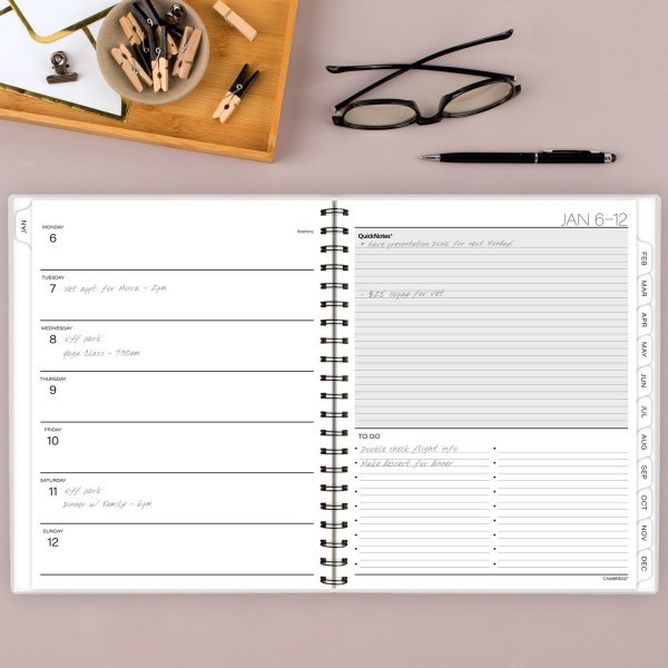 slide 4 of 9, 2025 Cambridge Alicia Weekly/Monthly Planner, 8-1/2"" X 11"", Pink Floral, January To December, 1 ct