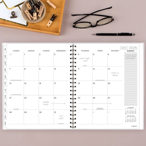 slide 7 of 9, 2025 Cambridge Alicia Weekly/Monthly Planner, 8-1/2"" X 11"", Pink Floral, January To December, 1 ct