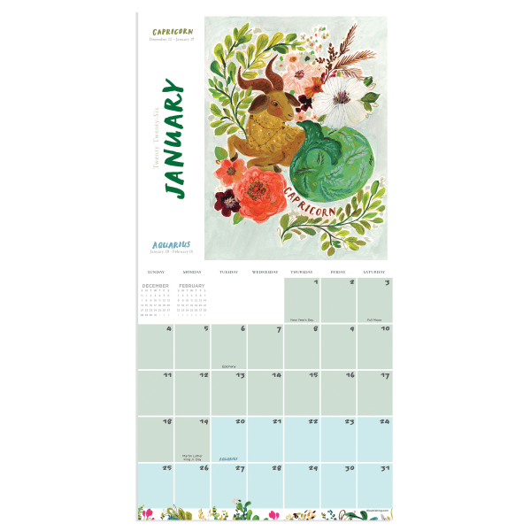 slide 2 of 5, TF Publishing 2026 TF Publishing Art & Design Mini Monthly Wall Calendar, 7"" x 7"", Zodiac, January To December, 1 ct