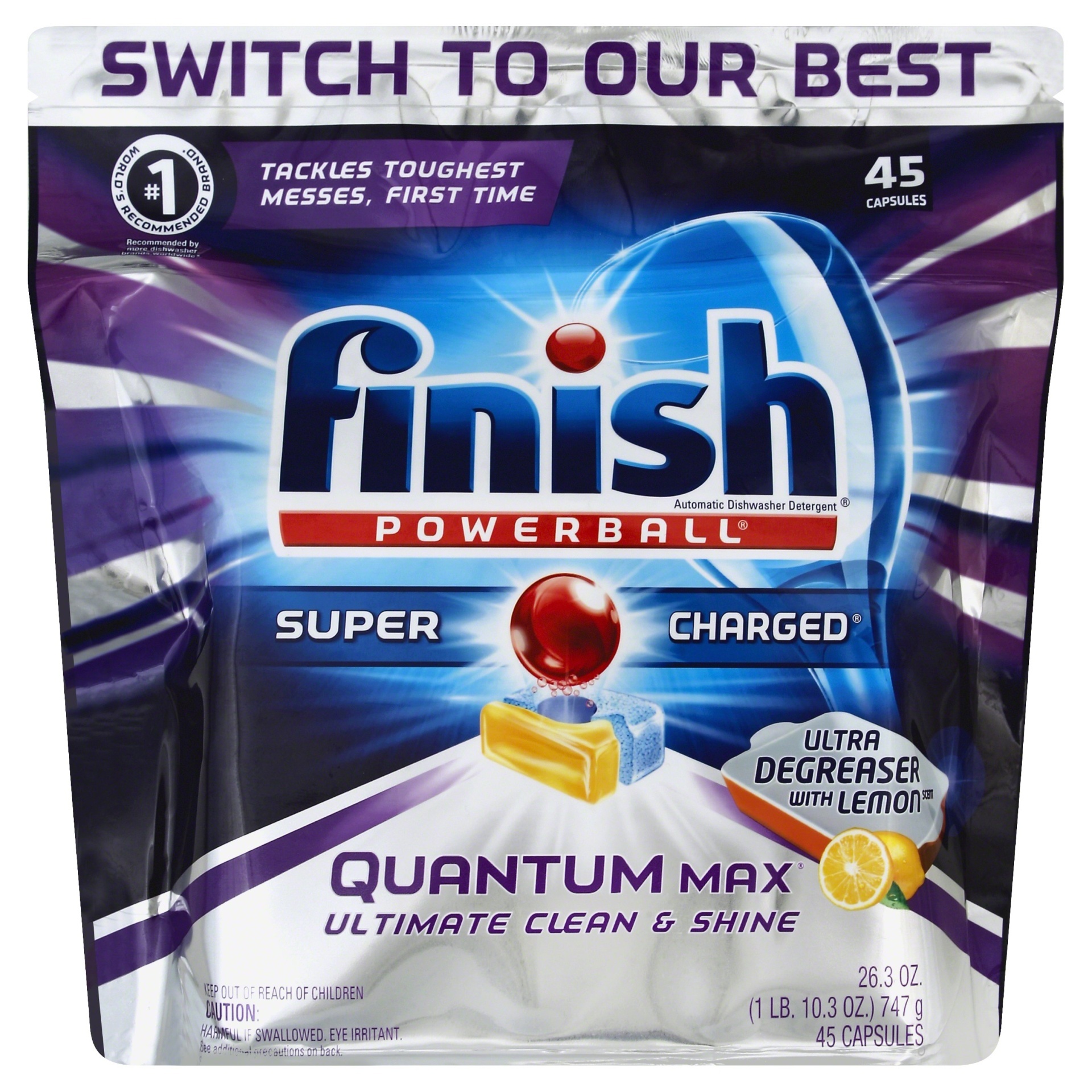 slide 1 of 1, Finish Automatic Dishwasher Detergent 45 ea, 45 ct