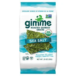 GimMe Organic Premium Roasted Seaweed Snack, Sea Salt, 0.35 oz