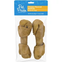 Pet Pride Chicken Flavored Beefhide Bones - 7"