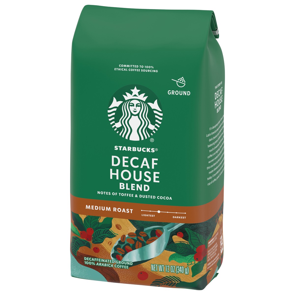 slide 7 of 9, Starbucks Ground Coffee—Medium Roast Coffee—Decaf House Blend—100% Arabica—1 bag (12 oz), 12 oz