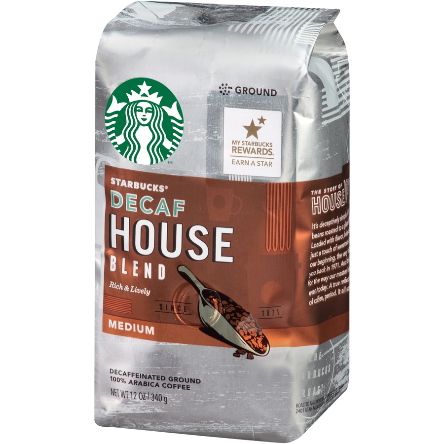 Starbucks Decaf Ground Coffee, House Blend, 100 Arabica 12 oz Shipt