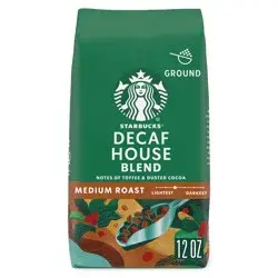 Starbucks Ground Coffee—Medium Roast Coffee—Decaf House Blend—100% Arabica—1 bag (12 oz)