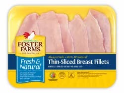 Foster Farms Thin-Sliced Chicken Breast Fillets Boneless & Skinless (4 Per Pack)
