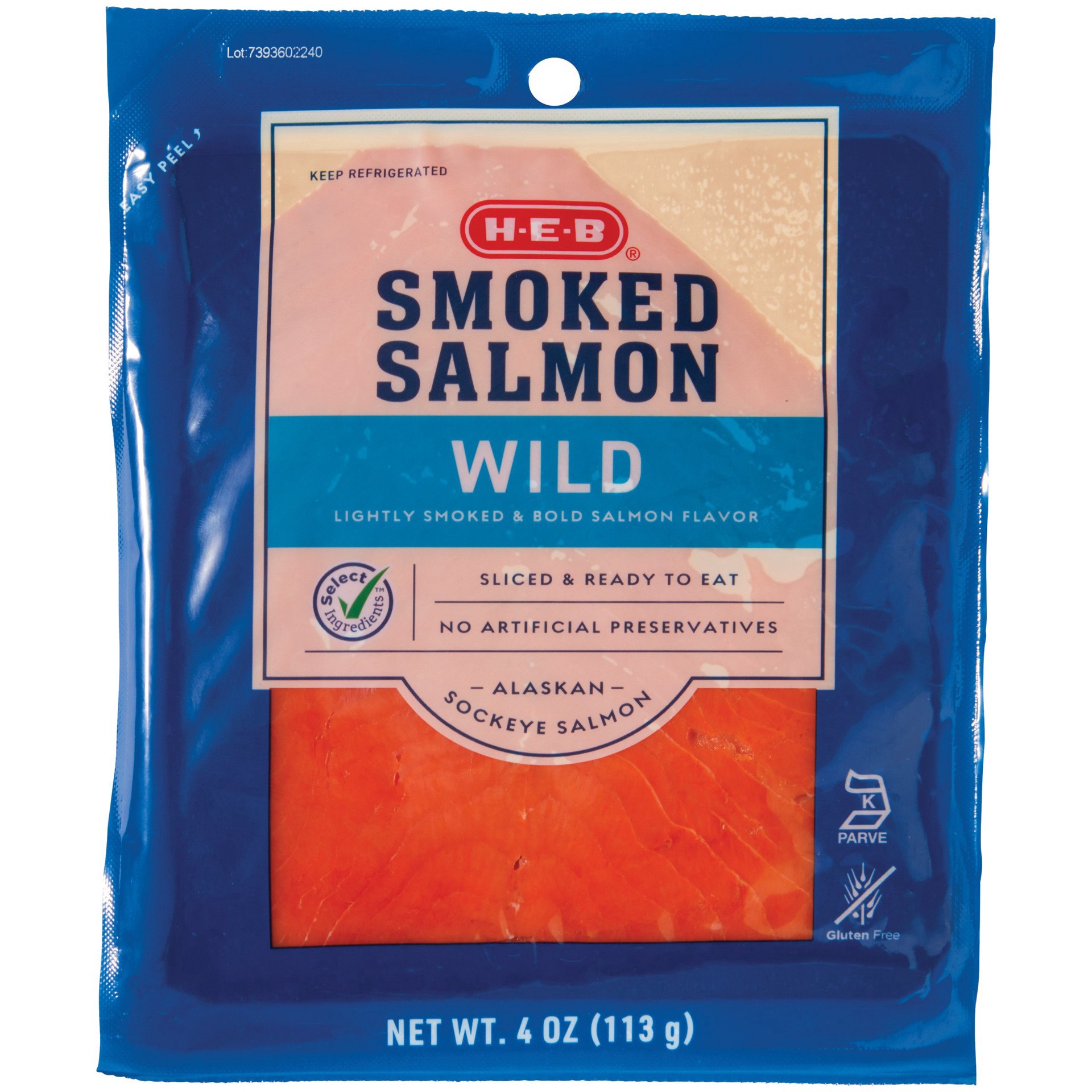 slide 1 of 1, H-E-B Alaskan Sockeye Smoked Salmon – Wild Caught, 4 oz