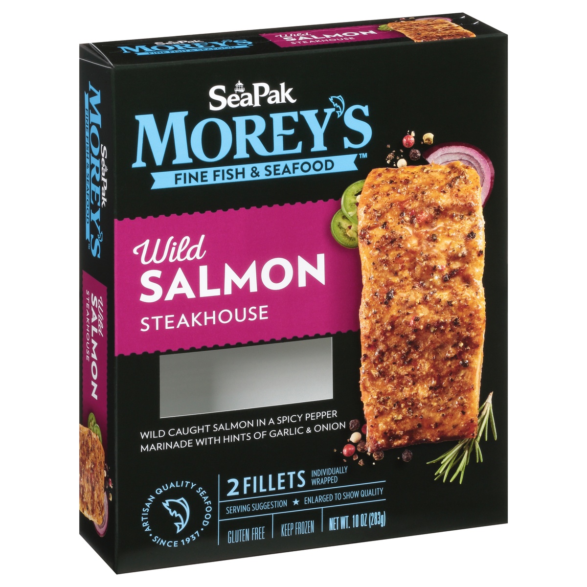 slide 2 of 11, Morey's Fish Creations Wild Salmon Steakhouse, 10 oz