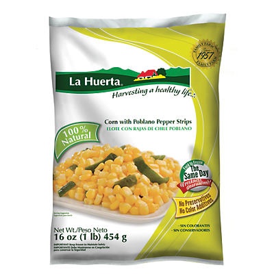 slide 1 of 1, La Huerta Corn With Poblano Pepper Strips, 16 oz