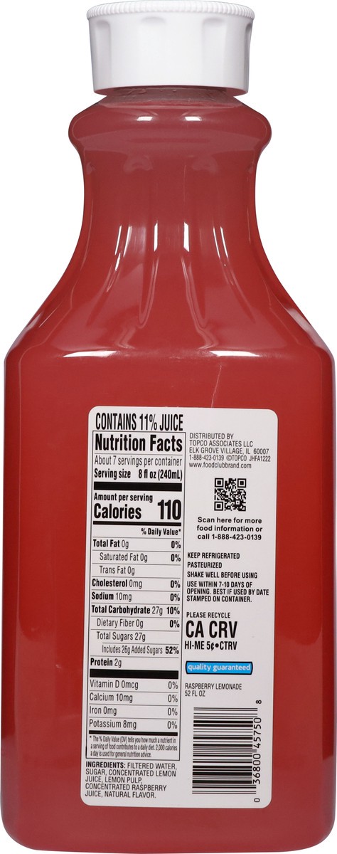 slide 12 of 15, Food Club Raspberry Lemonade - 52 fl oz, 52 fl oz