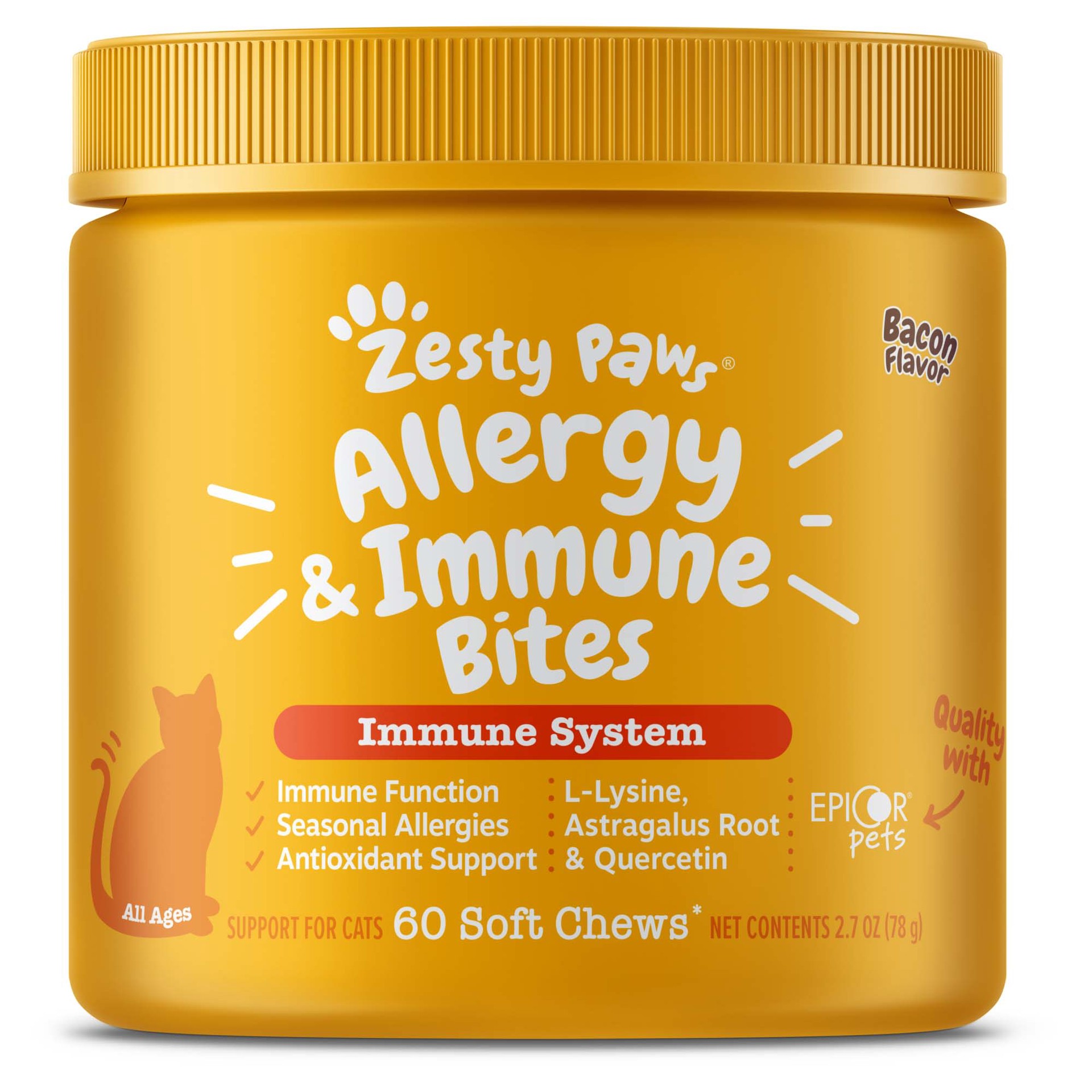 slide 1 of 1, Zesty Paws Lysine Immune Bites - Immunity Support - Salmon Flavor Soft Chews - 60 Ct, 60 ct