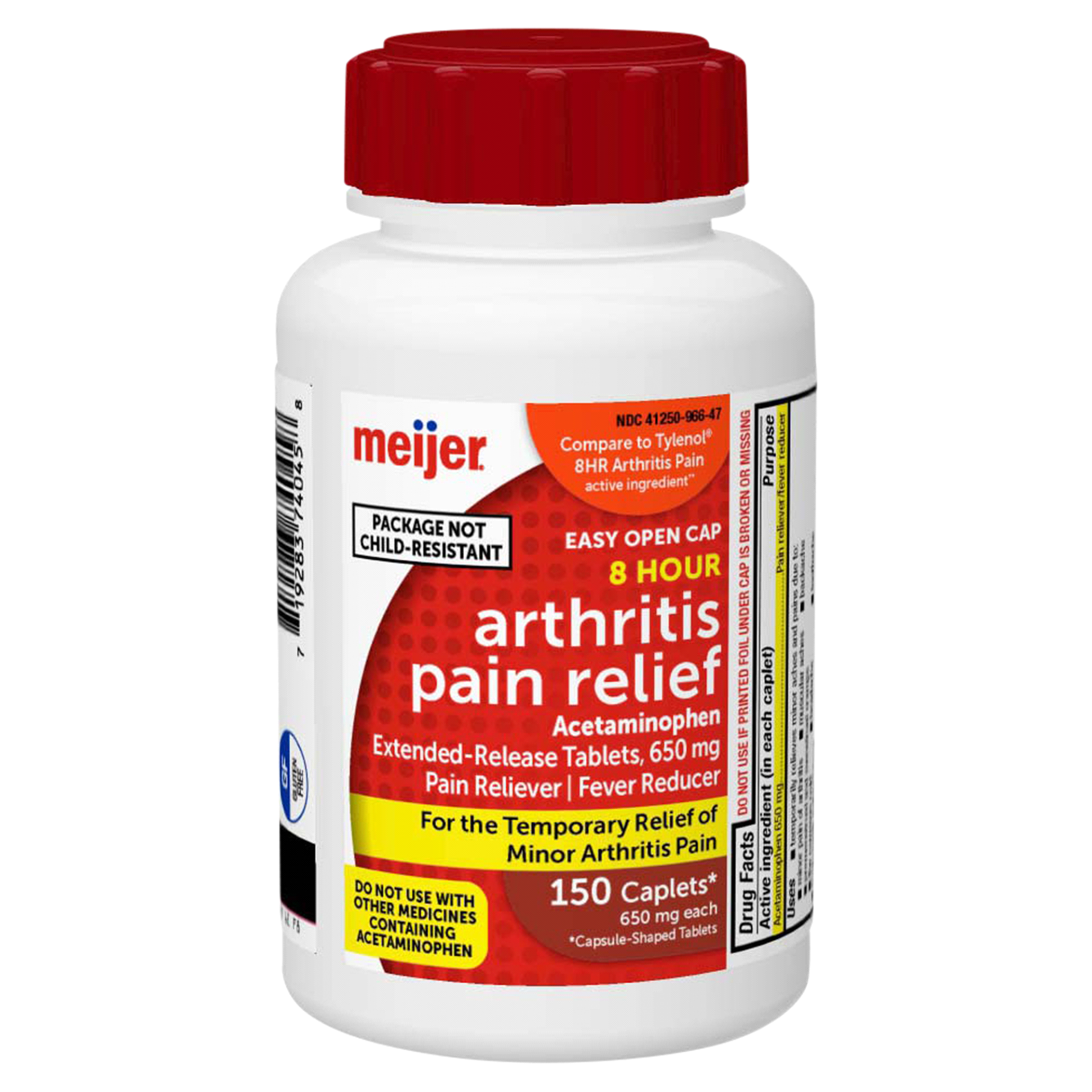 slide 1 of 25, Meijer Arthritis Pain Relief, Extended-Release Caplets, 650mg, 150 ct