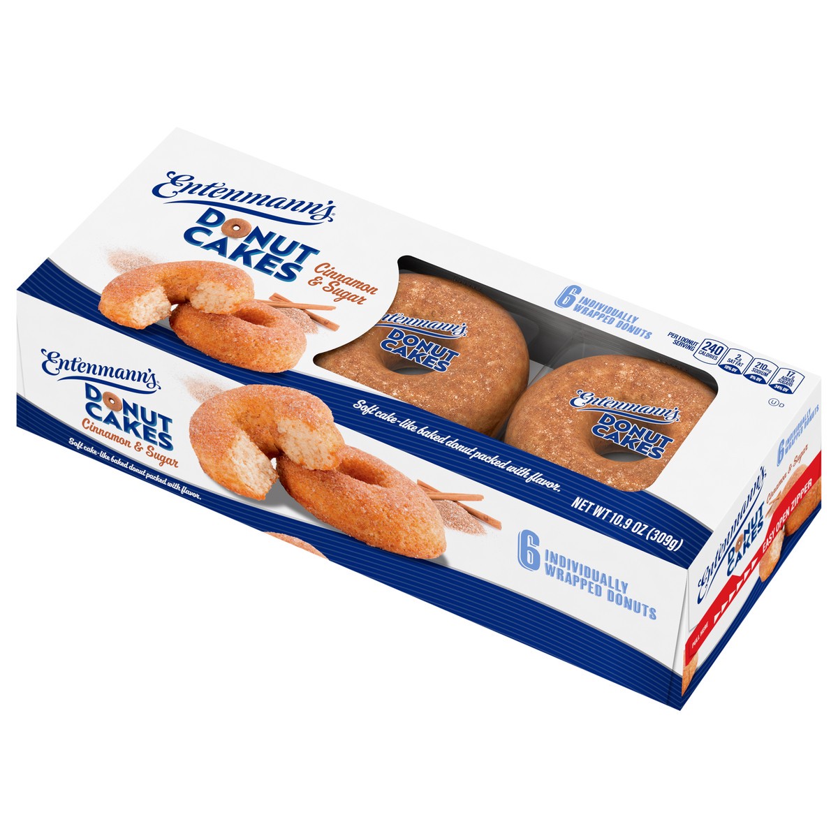 slide 6 of 9, Entenmann's Donut Cakes Cinnamon and Sugar Cake, 6 packs, Donuts, 10.9 oz Box, 11.8 oz