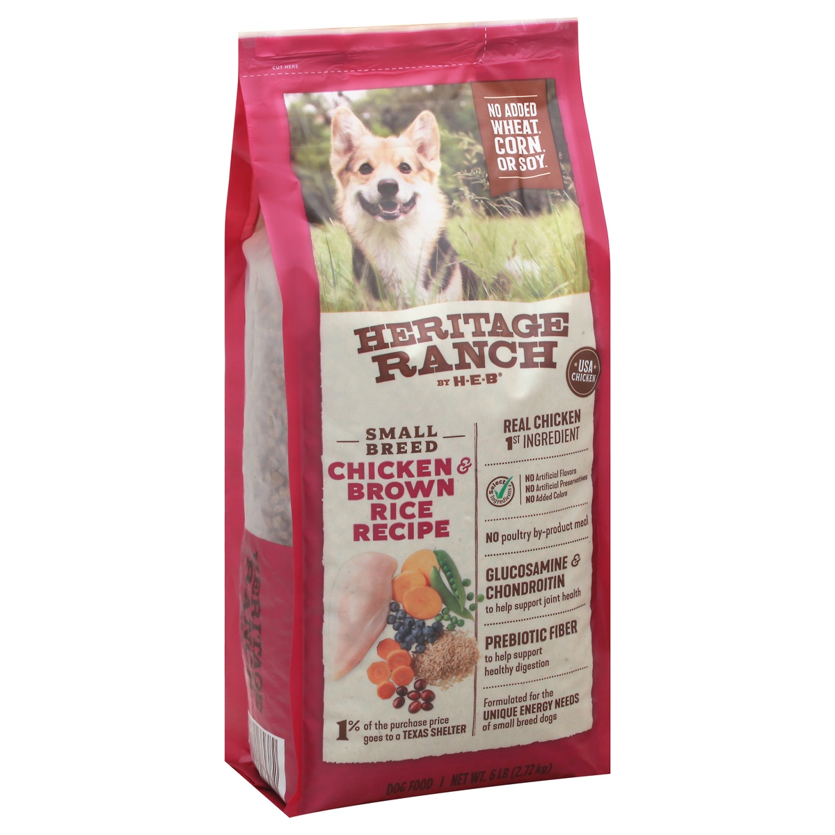 slide 2 of 10, Heritage Ranch by H-E-B Small Breed Chicken & Brown Rice Recipe Dry Dog Food, 6 lb