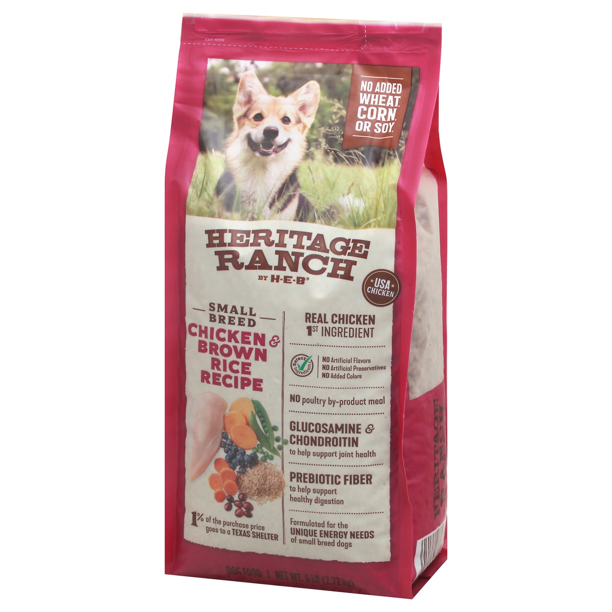 slide 3 of 10, Heritage Ranch by H-E-B Small Breed Chicken & Brown Rice Recipe Dry Dog Food, 6 lb