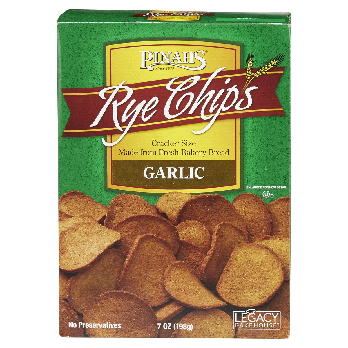 slide 1 of 2, Pinahs Garlic Rye Chips, 7 oz