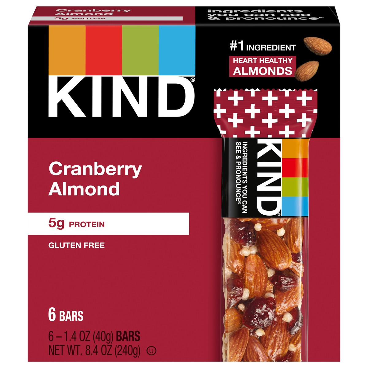 slide 1 of 8, KIND Cranberry Almond Bars, 8.4 oz
