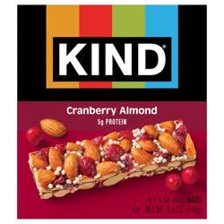KIND Healthy Snack Bar, Cranberry Almond, 5g Protein, Gluten Free Bars, 1.4 OZ, (6 Count)