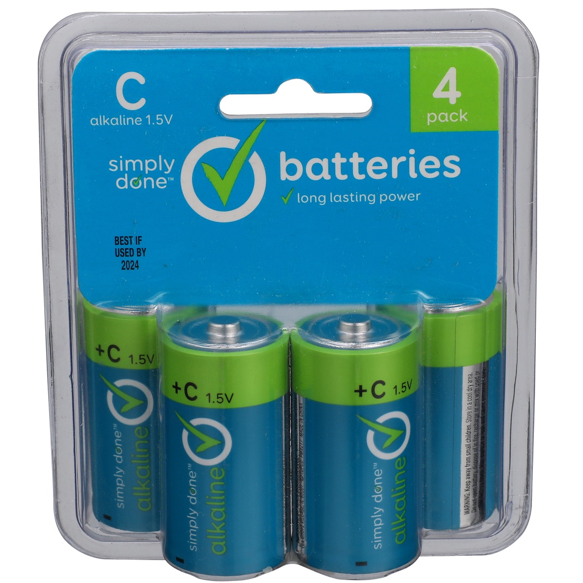 slide 1 of 1, Simply Done C Alkaline 1.5V Batteries, 4 ct