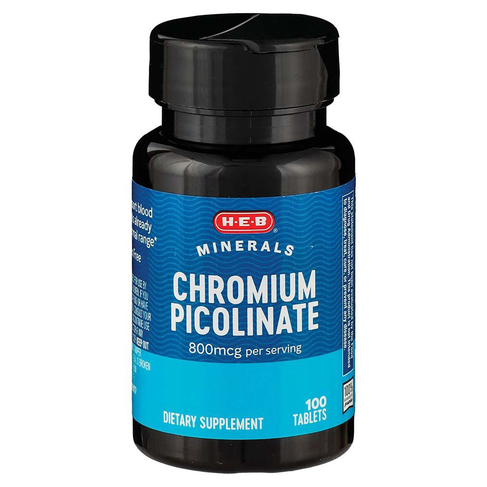 slide 1 of 1, H-E-B Chromium Picolinate 800 mcg Metabolism Support Tablets, 100 ct